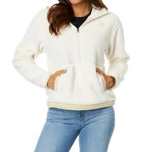 The North Face Campshire Fleece Half Zip Hoodie Gardenia White Gravel Medium